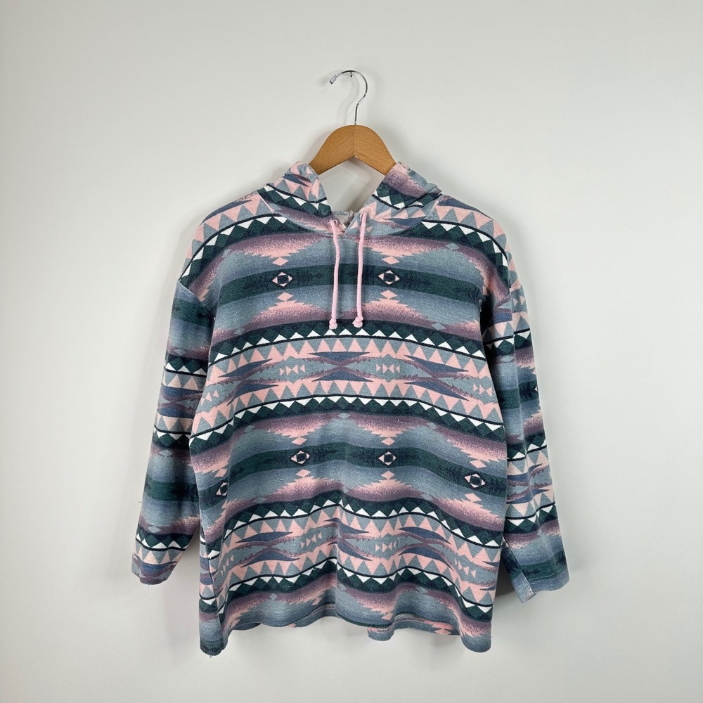 90s Stefano International Pullover Hoodie Womens Medium Southwestern Print